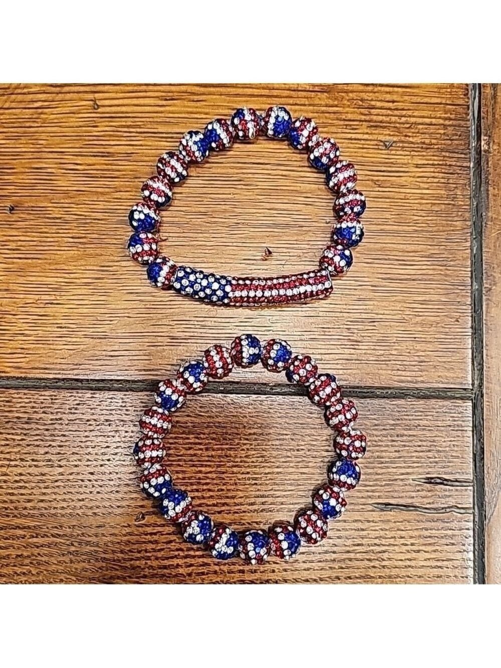 2 piece set of rhinestone stretch bracelets - Picture 2 of 2